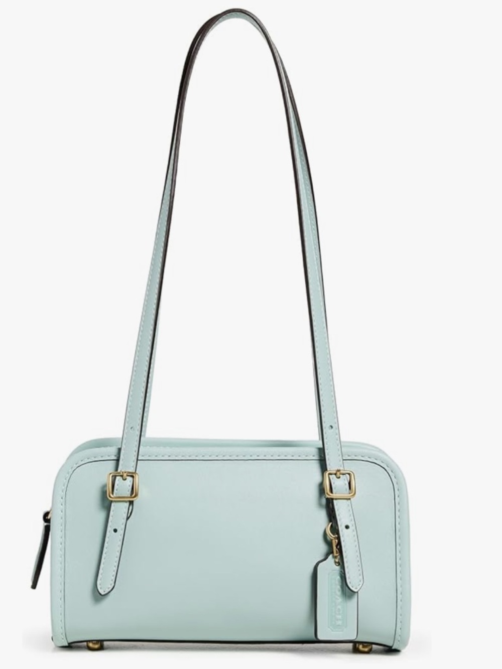 Coach Light Blue Glovetanned Leather Swing Zip Shoulder Bag NWT (large size)